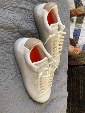 Oliver Cabell White Sneakers with Tan Heel Tab